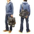 Laden Sie das Bild in den Galerie-Viewer, TOYS McCOY Men's Leather Shoulder Bag - U.S. Air Force Helmet Bag Style - TMA2418, 030 Black Horsehide x Nickel Zipper