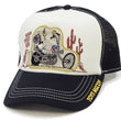 Load image into Gallery viewer, TOYS McCOY Mesh Back Cap Men's Casual Snoopy Embroidered Patch Graphic Baseball Cap / Trucker Cap with a Slightly Curved Brim and Snapback Adjuster TMA2502 Off-White x Black