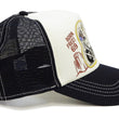 Load image into Gallery viewer, TOYS McCOY Mesh Back Cap Men's Casual Snoopy Embroidered Patch Graphic Baseball Cap / Trucker Cap with a Slightly Curved Brim and Snapback Adjuster TMA2502 Off-White x Black