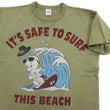 Load image into Gallery viewer, TOYS McCOY Graphic Loopwheel T-shirt Men's Short Sleeve Casper the Friendly Ghost Surfing Printed Tee TMC2504 Garment-Dyed Finish 160 Faded-Olive