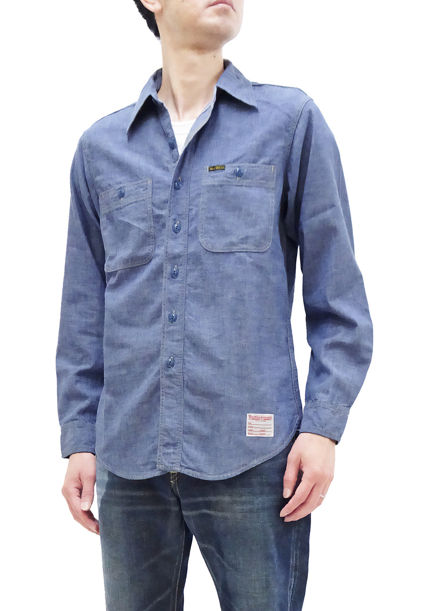 TOYS McCOY Blue Chambray Shirt Men's Steve McQueen Long Sleeve Button Up  Work Shirt TMS2308