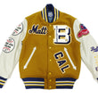 Load image into Gallery viewer, Whitesville Varsity Jacket Men's Letterman Jacket Melton x Leather Award Jacket WV15385 WV15385-156 Gold/Ivory
