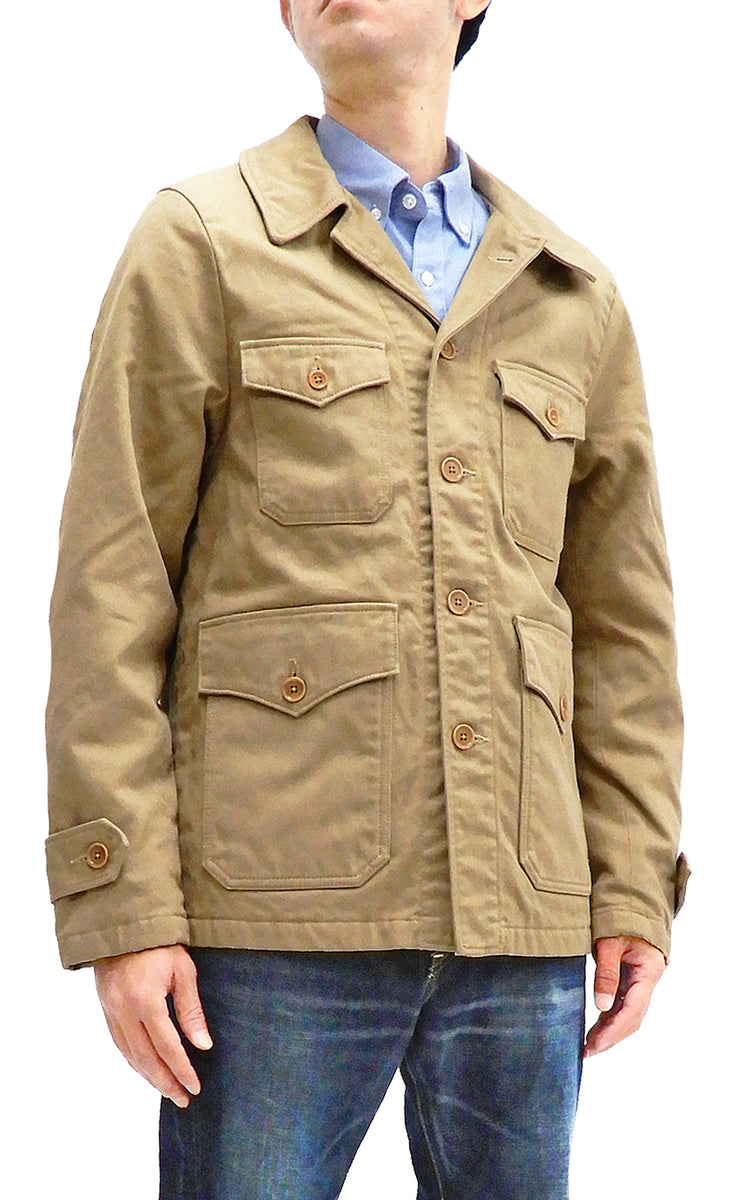 Momotaro Jeans Jacket Men's US Military Style Hip Length Modern Cotton Coat  03-178 Beige