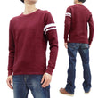 Load image into Gallery viewer, Momotaro Jeans Waffle Shirt Men's Long Sleeve Waffle-Knit Thermal T-Shirt with Stripe MZTS0079 Burgundy