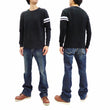Load image into Gallery viewer, Momotaro Jeans Waffle Shirt Men's Long Sleeve Waffle-Knit Thermal T-Shirt with Stripe MZTS0079 Black