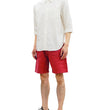 Load image into Gallery viewer, Pherrow's Linen Shorts Men's Relaxed Fit Zip Fly Above the Knee-Length 21S-PMMS1 Red