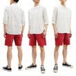 Load image into Gallery viewer, Pherrow's Linen Shorts Men's Relaxed Fit Zip Fly Above the Knee-Length 21S-PMMS1 Red