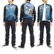 Load image into Gallery viewer, Japanesque Japanese Souvenir Jacket 3RSJ-003 Fujin Raijin Men's Sukajan Blue/Black