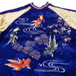 Load image into Gallery viewer, Japanesque Men's Japanese Souvenir Jacket Goldfish Embroidered Sukajan 3RSJ-015 Blue/Beige