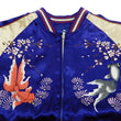 Load image into Gallery viewer, Japanesque Men's Japanese Souvenir Jacket Goldfish Embroidered Sukajan 3RSJ-015 Blue/Beige