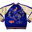Load image into Gallery viewer, Japanesque Men's Japanese Souvenir Jacket Goldfish Embroidered Sukajan 3RSJ-015 Blue/Beige