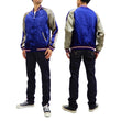 Load image into Gallery viewer, Japanesque Men's Japanese Souvenir Jacket Goldfish Embroidered Sukajan 3RSJ-015 Blue/Beige