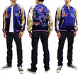 Load image into Gallery viewer, Japanesque Men's Japanese Souvenir Jacket Goldfish Embroidered Sukajan 3RSJ-015 Blue/Beige