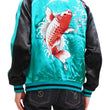 Load image into Gallery viewer, Japanesque Men's Japanese Souvenir Jacket koi fish Embroidered Sukajan 3RSJ-022 Blue-Green/Black
