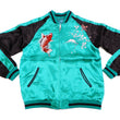 Load image into Gallery viewer, Japanesque Men's Japanese Souvenir Jacket koi fish Embroidered Sukajan 3RSJ-022 Blue-Green/Black