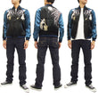 Load image into Gallery viewer, Japanesque Japanese Souvenir Jacket 3RSJ-023 Moon rabbit Men's Sukajan Black/Blue