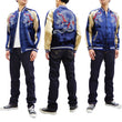 Load image into Gallery viewer, Japanesque Men's Japanese Souvenir Jacket Dragon Sukajan 3RSJ-024 Navy-Blue/Beige