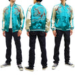 Load image into Gallery viewer, Japanesque Men's Japanese Souvenir Jacket Dragon Embroidered Sukajan 3RSJ-024 Blue-Green/Off