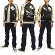 Load image into Gallery viewer, Japanesque Script Japanese Souvenir Jacket 3RSJ-032 Crane with Moon Men's Sukajan Black/Gold