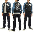 Load image into Gallery viewer, Japanesque Script Japanese Souvenir Jacket 3RSJ-032 Crane with Moon Men's Sukajan Black/Blue