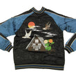 Load image into Gallery viewer, Japanesque Script Japanese Souvenir Jacket 3RSJ-034 Sparrows Men's Sukajan Black/Blue