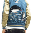 Load image into Gallery viewer, Japanesque Script Japanese Souvenir Jacket 3RSJ-036 Penguin Men's Sukajan Blue/Gold