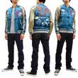 Load image into Gallery viewer, Japanesque Men's Japanese Souvenir Jacket Panda and Fireworks Sukajan 3RSJ-039 Blue/Beige