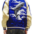 Load image into Gallery viewer, Japanesque Men's Japanese Souvenir Jacket Whale Breach Sukajan 3RSJ-041 Navy-Blue/Beige