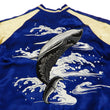 Load image into Gallery viewer, Japanesque Men's Japanese Souvenir Jacket Whale Breach Sukajan 3RSJ-041 Navy-Blue/Beige