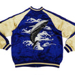 Load image into Gallery viewer, Japanesque Men's Japanese Souvenir Jacket Whale Breach Sukajan 3RSJ-041 Navy-Blue/Beige