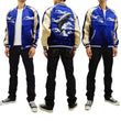 Load image into Gallery viewer, Japanesque Men's Japanese Souvenir Jacket Whale Breach Sukajan 3RSJ-041 Navy-Blue/Beige