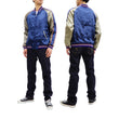 Load image into Gallery viewer, Japanesque Men's Japanese Souvenir Jacket Tree Frog Sukajan 3RSJ-043 Navy-Blue/Beige