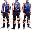 Load image into Gallery viewer, Japanesque Men's Japanese Souvenir Jacket Goldfish Sukajan 3RSJ-044 Navy-Blue/Pink