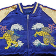 Load image into Gallery viewer, Japanesque Men's Japanese Souvenir Jacket Komainu Embroidered Sukajan 3RSJ-046 Navy-Blue/Beige