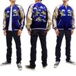 Load image into Gallery viewer, Japanesque Men's Japanese Souvenir Jacket Komainu Embroidered Sukajan 3RSJ-046 Navy-Blue/Beige