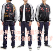 Load image into Gallery viewer, Japanesque Men's Japanese Souvenir Jacket Goldfish Embroidery Sukajan 3RSJ-701 Black/Gray