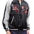 Load image into Gallery viewer, Japanesque Men's Japanese Souvenir Jacket Goldfish Embroidery Sukajan 3RSJ-701 Black/Gray