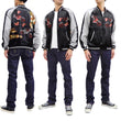 Load image into Gallery viewer, Japanesque Men's Japanese Souvenir Jacket Goldfish Embroidery Sukajan 3RSJ-701 Black/Gray