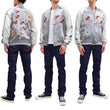 Load image into Gallery viewer, Japanesque Men's Japanese Souvenir Jacket Goldfish Embroidery Sukajan 3RSJ-701 Gray/Off