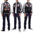 Load image into Gallery viewer, Japanesque Men's Japanese Souvenir Jacket Goldfish Embroidery Sukajan 3RSJ-702 Black/Gray