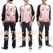 Load image into Gallery viewer, Japanesque Men's Japanese Souvenir Jacket Goldfish Embroidery Sukajan 3RSJ-702 Pink/Black