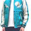 Load image into Gallery viewer, Japanesque Sukajan Jacket Men's Japanese Souvenir Jacket Japanese Crane 3RSJ-752 Blue-Green/Off