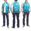 Load image into Gallery viewer, Japanesque Sukajan Jacket Men's Japanese Souvenir Jacket Japanese Crane 3RSJ-752 Blue-Green/Off