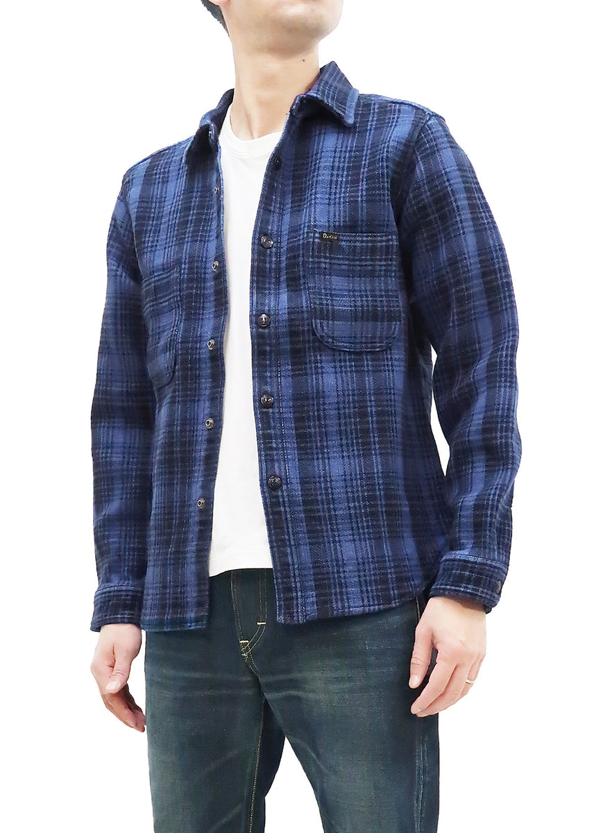 Studio D'artisan Shirt Jacket Men's Snap Front Plaid Flannel Shirt-Jac  Shacket 4555 Indigo TASOGARE