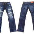 Load image into Gallery viewer, Eternal Ripped Distressed Jeans Men's Pre-Faded Denim Low Rise Slim Fit Straight Leg Button Fly 52292 Dark-Indigo