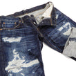 Load image into Gallery viewer, Eternal Ripped Distressed Jeans Men's Pre-Faded Denim Low Rise Slim Fit Straight Leg Button Fly 52292 Dark-Indigo