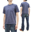 Load image into Gallery viewer, Studio D'artisan Plain T-shirt Men's Short Sleeve Suvin Gold Tsuri-ami Loopwheeled Pocket Tee 9916 Heather-Navy-Blue