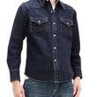Load image into Gallery viewer, Studio D'artisan Denim Western Shirt Men's Long Sleeve 14 Oz. Heavy Japanese Solid Denim Shirt D5571