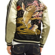 Load image into Gallery viewer, Satori Script Japanese Souvenir Jacket Koi Fish Carp Men's Sukajan GSJR-004 Black/Beige