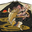 Load image into Gallery viewer, Satori Script Japanese Souvenir Jacket Koi Fish Carp Men's Sukajan GSJR-004 Black/Beige